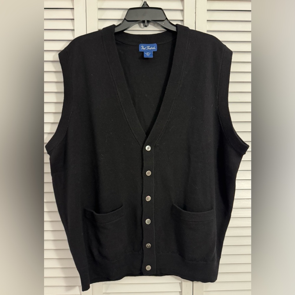 Paul Fredrick Classic Black Button-Up Vest